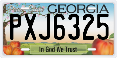 GA license plate PXJ6325