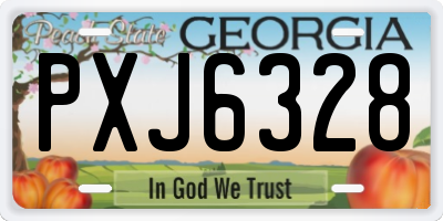 GA license plate PXJ6328