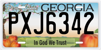 GA license plate PXJ6342