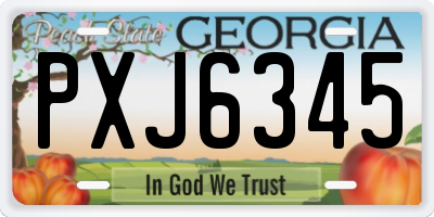 GA license plate PXJ6345
