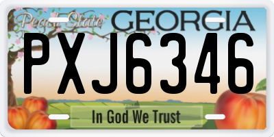 GA license plate PXJ6346