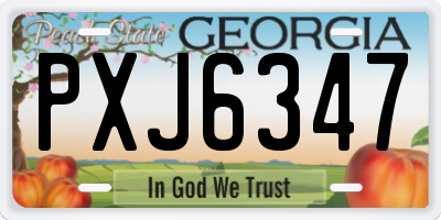 GA license plate PXJ6347