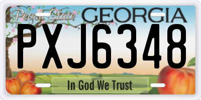 GA license plate PXJ6348