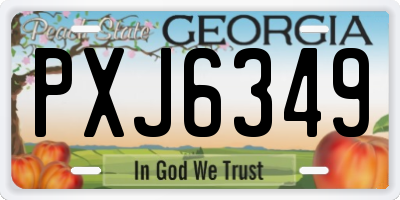 GA license plate PXJ6349