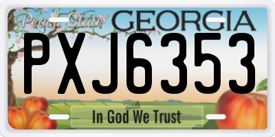 GA license plate PXJ6353