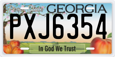 GA license plate PXJ6354