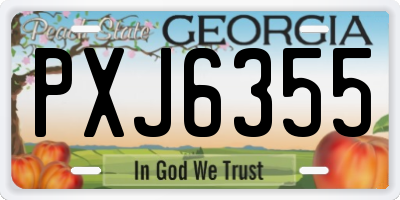 GA license plate PXJ6355