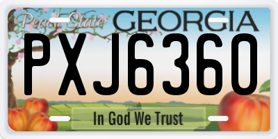 GA license plate PXJ6360