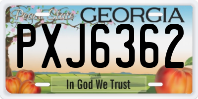 GA license plate PXJ6362