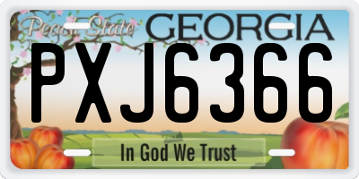 GA license plate PXJ6366