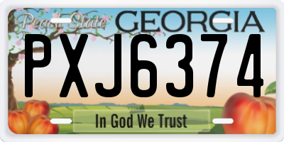 GA license plate PXJ6374