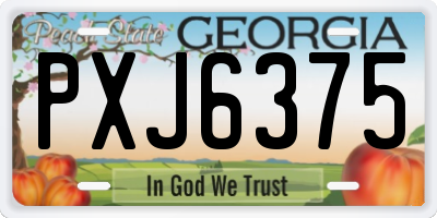 GA license plate PXJ6375