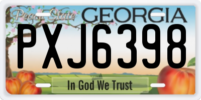 GA license plate PXJ6398
