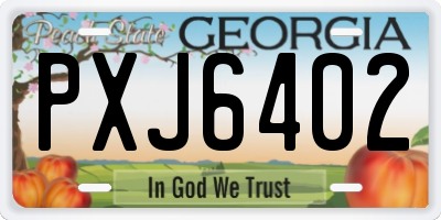 GA license plate PXJ6402
