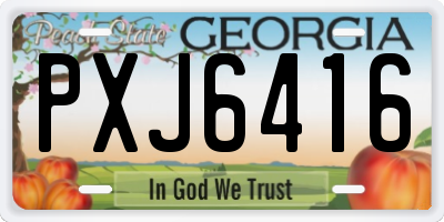 GA license plate PXJ6416