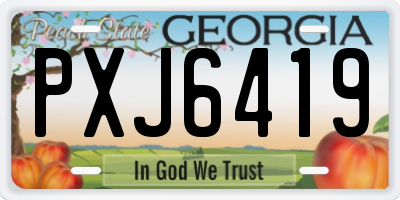 GA license plate PXJ6419