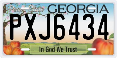 GA license plate PXJ6434