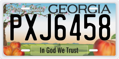 GA license plate PXJ6458