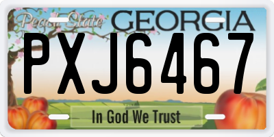 GA license plate PXJ6467