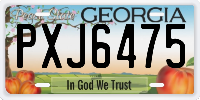 GA license plate PXJ6475