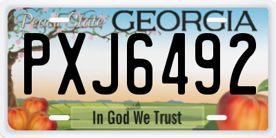 GA license plate PXJ6492