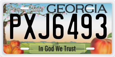 GA license plate PXJ6493