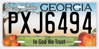 GA license plate PXJ6494