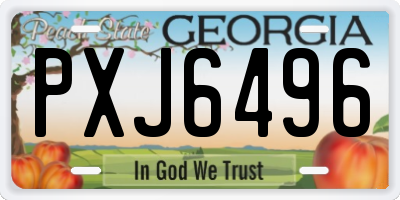 GA license plate PXJ6496