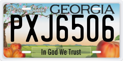 GA license plate PXJ6506