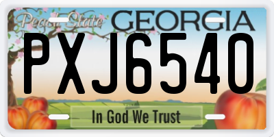 GA license plate PXJ6540