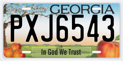 GA license plate PXJ6543