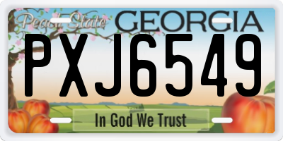 GA license plate PXJ6549