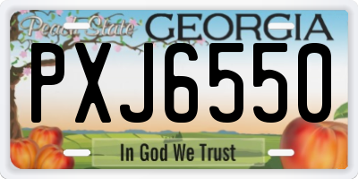 GA license plate PXJ6550