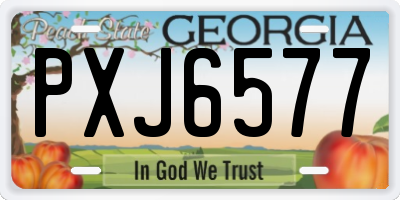 GA license plate PXJ6577