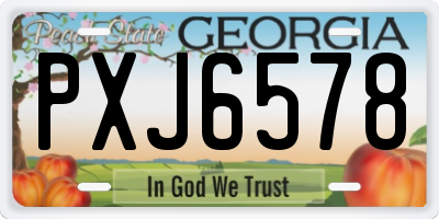 GA license plate PXJ6578