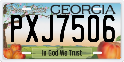 GA license plate PXJ7506