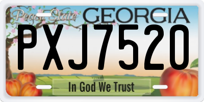 GA license plate PXJ7520