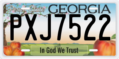 GA license plate PXJ7522