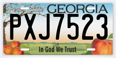 GA license plate PXJ7523