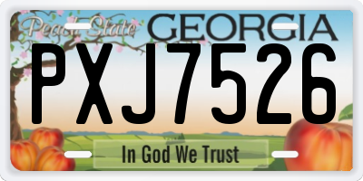 GA license plate PXJ7526