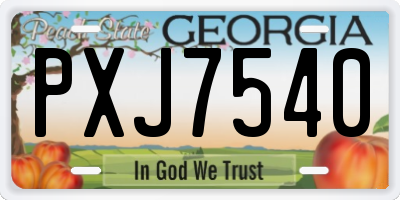 GA license plate PXJ7540