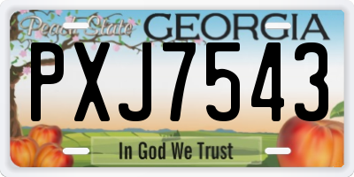 GA license plate PXJ7543