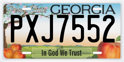 GA license plate PXJ7552