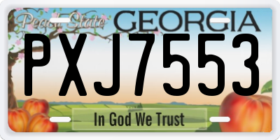 GA license plate PXJ7553