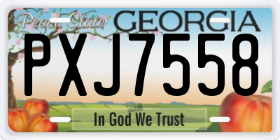 GA license plate PXJ7558