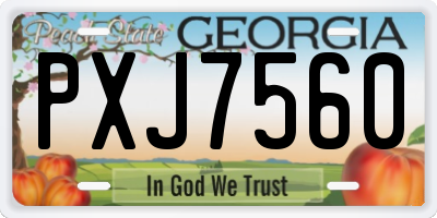 GA license plate PXJ7560