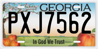 GA license plate PXJ7562
