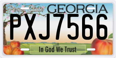 GA license plate PXJ7566