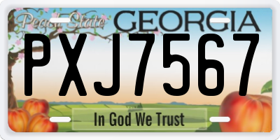 GA license plate PXJ7567