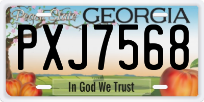 GA license plate PXJ7568